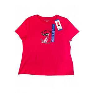 Nautica Jeans Logo Sailboat T-Shirt Red Size Large New with Tags 0506G